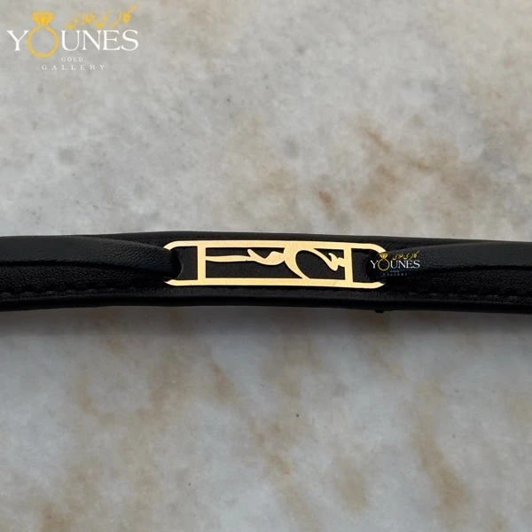 دستبند طلا چرم مردانه خدا L163